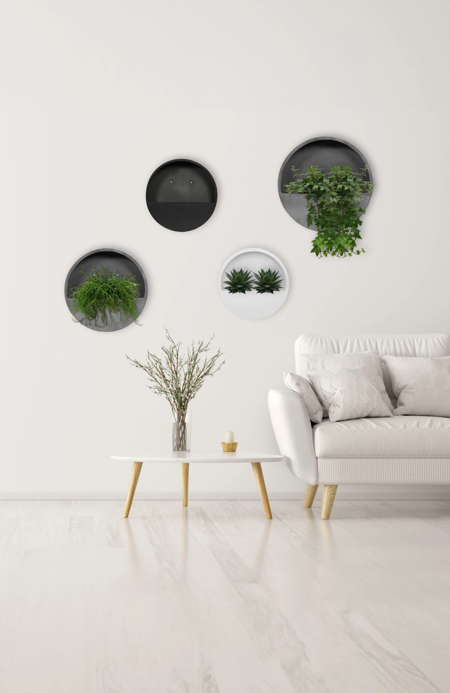 Hanging Wally 4er Set Grau / Schwarz / Matt Weiß 3 Hanging Wally 4er Set Grau / Schwarz / Matt Weiß