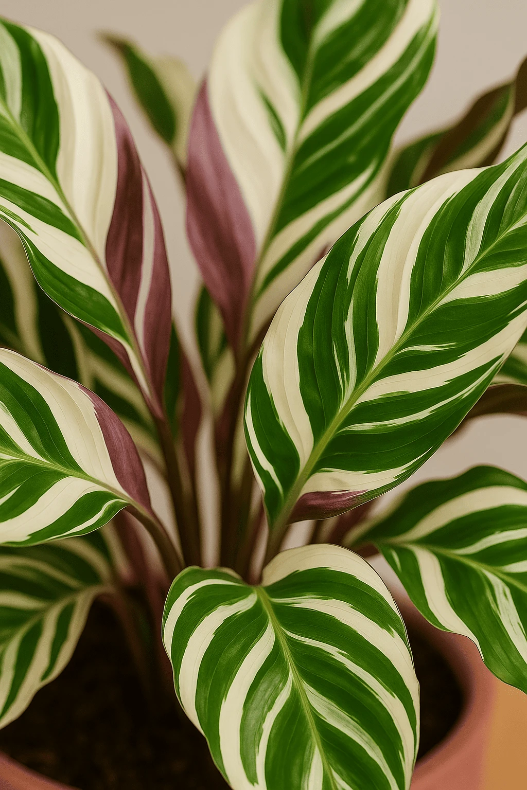 Calathea Fusion White - Korbmarante Ø:13 H:40 Cm 4 Calathea Fusion White - Korbmarante Ø:13 H:40 Cm – Bild 2