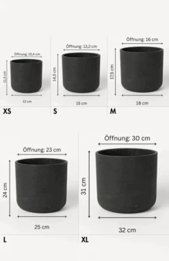 Charlie Black Washed 9 Charlie Black Washed -Pflanzen Blumentopf Geschäft GroessenuebersichtCharlieBlackWashed