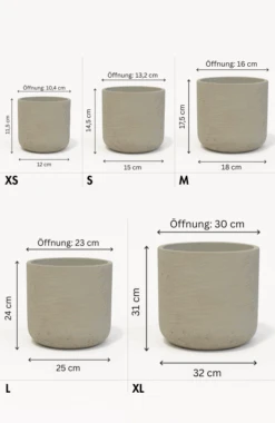Charlie Grey Washed 9 Charlie Grey Washed -Pflanzen Blumentopf Geschäft GroessenuebersichtCharlieGreyWashed